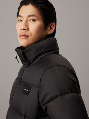 ck black hooded puffer jacket for men calvin klein