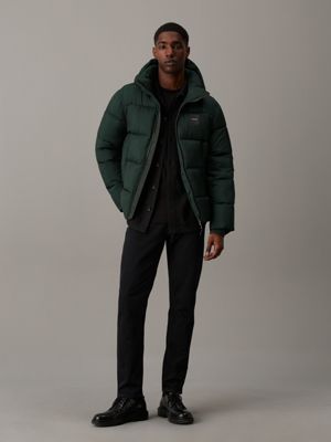 midnight forest hooded puffer jacket for men calvin klein