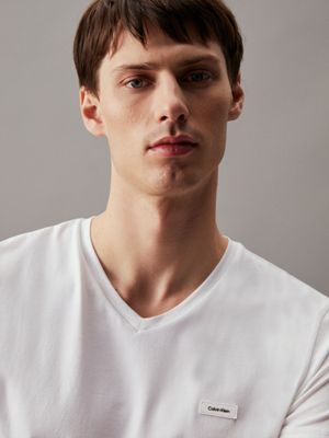 bright white slim v-neck t-shirt for men calvin klein