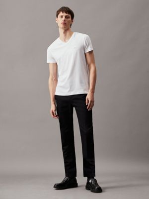 bright white slim v-neck t-shirt for men calvin klein