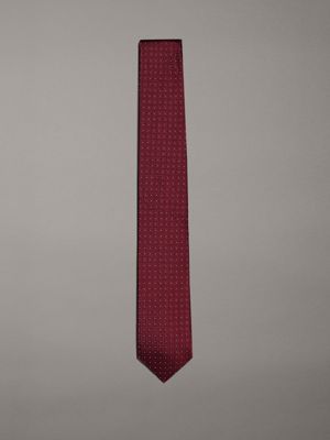 red printed silk tie for men calvin klein