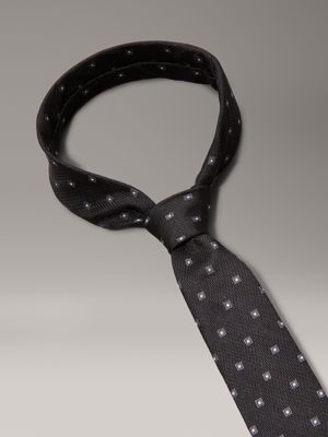 ck black printed silk tie for men calvin klein