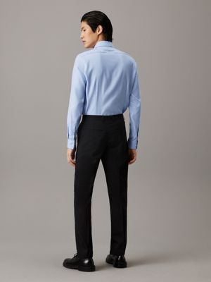 vista blue slim dobby textured shirt for men calvin klein