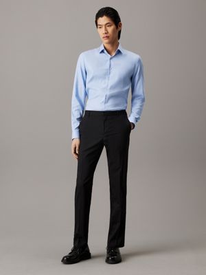 vista blue slim dobby textured shirt for men calvin klein