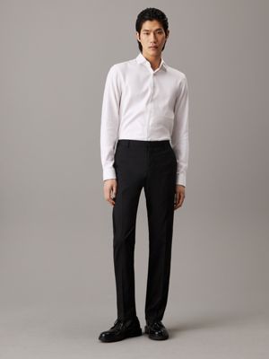 bright white slim dobby textured shirt for men calvin klein