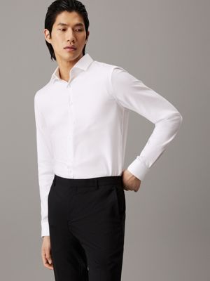 white slim dobby textured shirt for men calvin klein