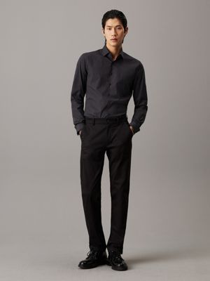 ck black slim poplin printed shirt for men calvin klein