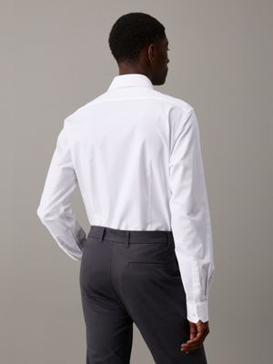 bright white twill stretch shirt for men calvin klein