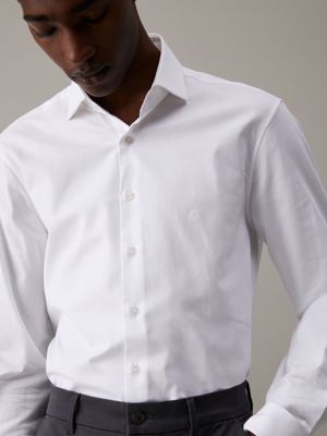 bright white twill stretch shirt for men calvin klein