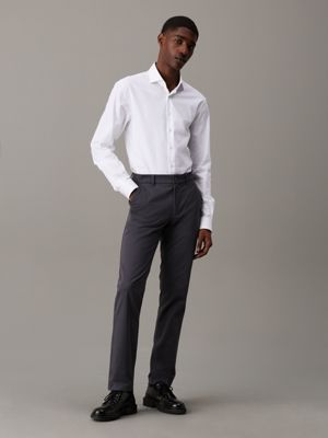 bright white twill stretch shirt for men calvin klein