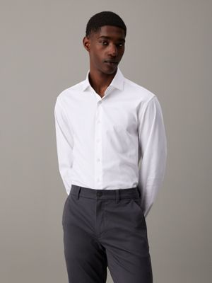 white twill stretch shirt for men calvin klein