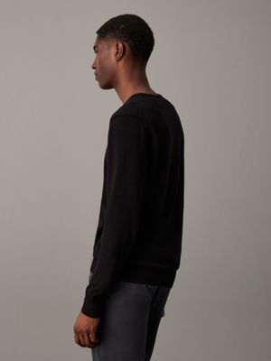 ck black cotton silk jumper for men calvin klein