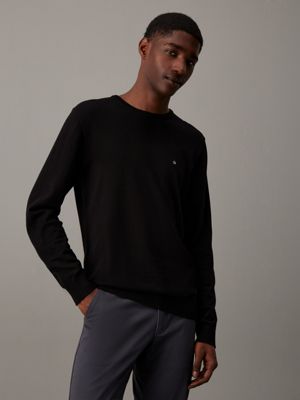 black cotton silk jumper for men calvin klein