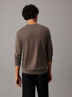 pull en soie et coton grey pour hommes calvin klein