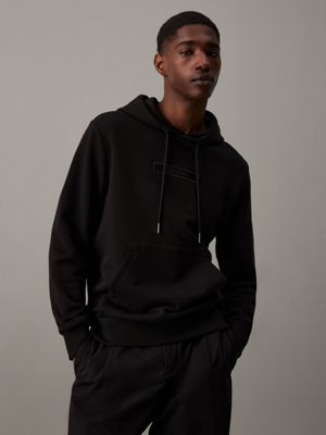 black logo hoodie for men calvin klein