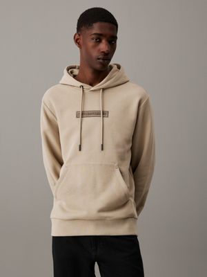 grey logo hoodie for men calvin klein