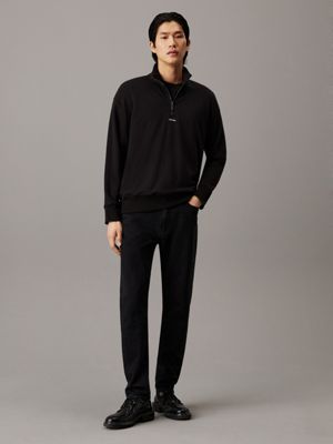 ck black zip neck sweatshirt for men calvin klein