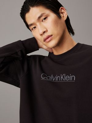 ck black fleece logo sweatshirt for men calvin klein