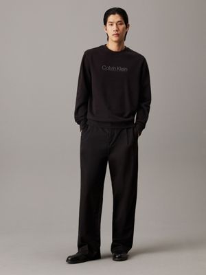 ck black fleece logo sweatshirt for men calvin klein