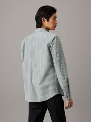 dark forest poplin stretch striped shirt for men calvin klein