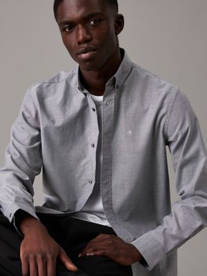 camicia oxford ck black/bright white da uomini calvin klein