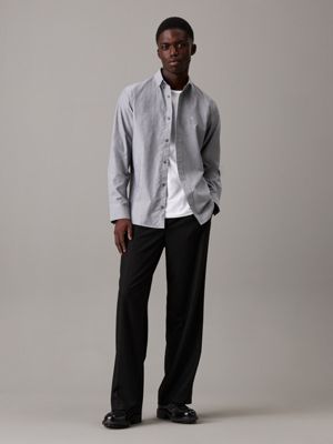 camicia oxford ck black/bright white da uomini calvin klein