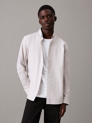 khaki koszula oxford dla mężczyźni - calvin klein