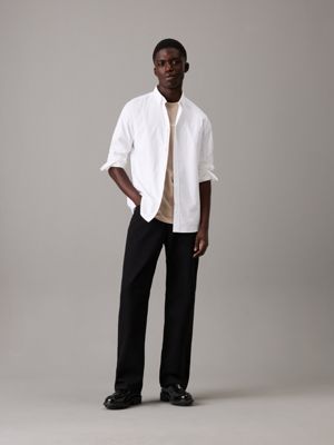 camicia oxford bright white da uomini calvin klein