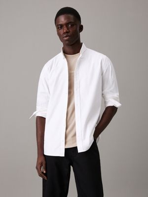 Mens white collar dress shirt online