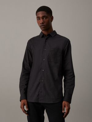 black brushed flannel shirt for men calvin klein