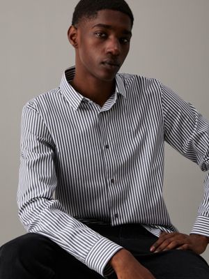 ink poplin stretch striped shirt for men calvin klein