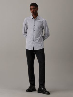 ink poplin stretch striped shirt for men calvin klein