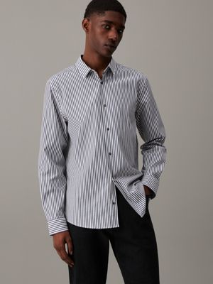 ink poplin stretch striped shirt for men calvin klein