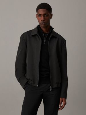 black washable flannel blouson jacket for men calvin klein