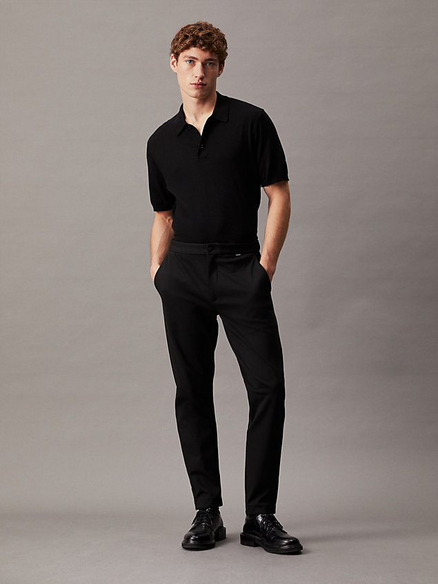 black zwężane spodnie dzianinowe dla mężczyźni - calvin klein