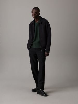 pantaloni affusolati in maglia con pieghe ck black da uomini calvin klein