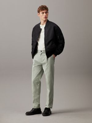 slate gray tapered twill pleated trousers for men calvin klein