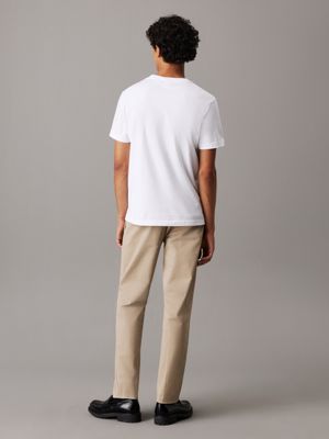 khaki tapered twill pleated trousers for men calvin klein