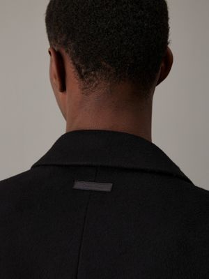 ck black wąski płaszcz ze szczotkowanej wełny dla mężczyźni - calvin klein