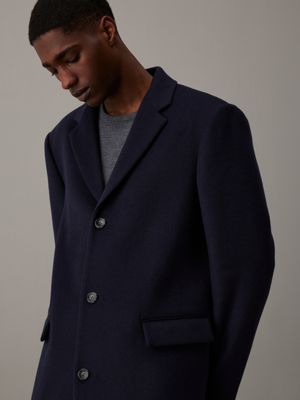 night sky slim brushed wool coat for men calvin klein