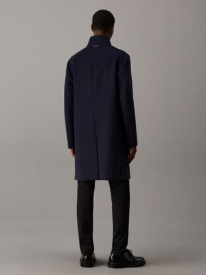 night sky slim wool funnel neck coat for men calvin klein