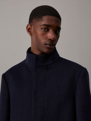 night sky slim wool funnel neck coat for men calvin klein