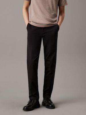 black slim stretch twill chino trousers for men calvin klein