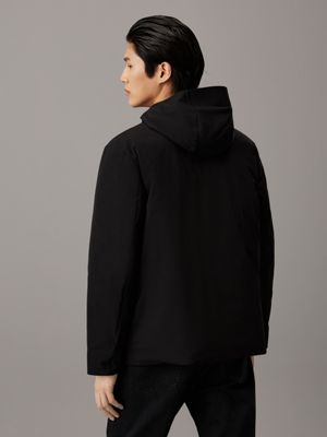 ck black technical twill hooded jacket for men calvin klein