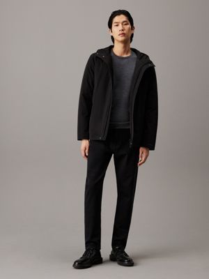 ck black technical twill hooded jacket for men calvin klein