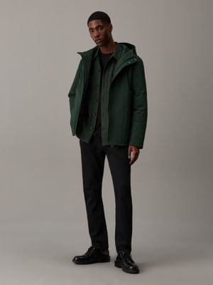 midnight forest technical twill hooded jacket for men calvin klein