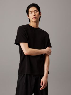 black cotton interlock t-shirt for men calvin klein