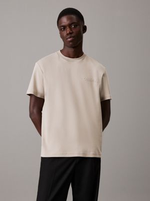 khaki cotton interlock t-shirt for men calvin klein