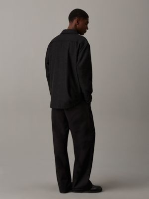black swobodny overshirt z mieszanki wełny dla mężczyźni - calvin klein