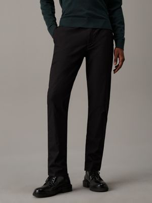 black tapered technical stretch trousers for men calvin klein